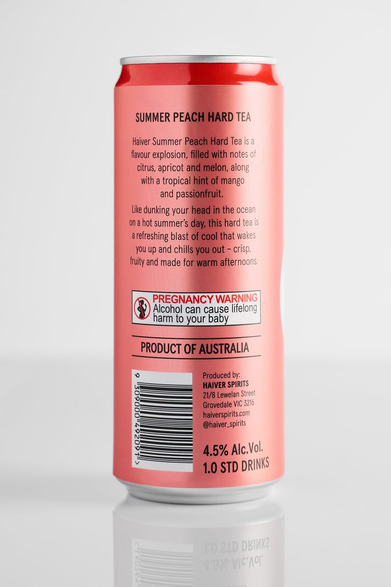 HAIVER SPIRITS SUMMER PEACH HARD TEA 330ML 4.5% - 24 PACK – Haiver Spirits